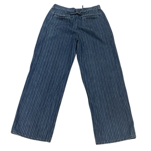 Madewell the perfect vintage wide leg jean pinstripe trouser pleated size 29 - Picture 4 of 10